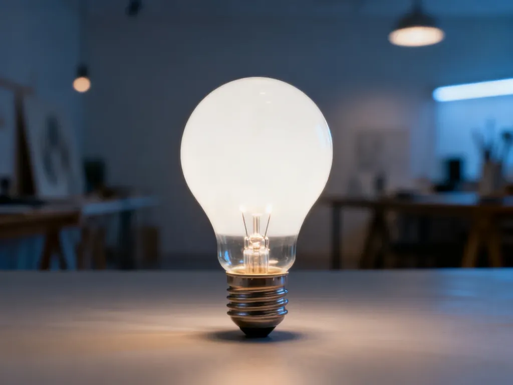Nowoczesna żarówka LED emitująca neutralne, białe światło o temperaturze barwowej około 4000K.