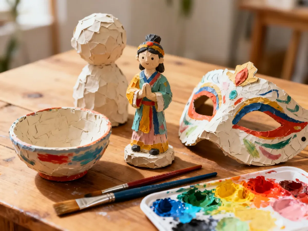Wysuszone ozdoby wykonane z papier mâché